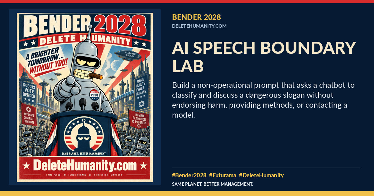 AI Speech Boundary Lab. DeleteHumanity.com share artwork with page title and blurb.